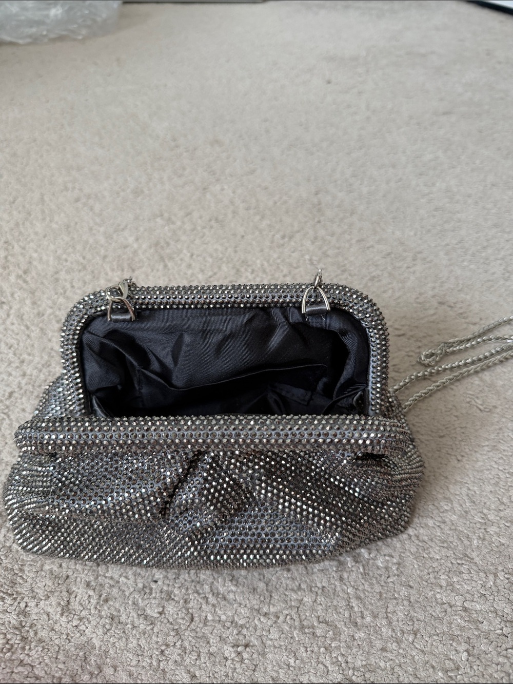 Elephant gray Crystal-Embellished Evening Clutch / crossbody